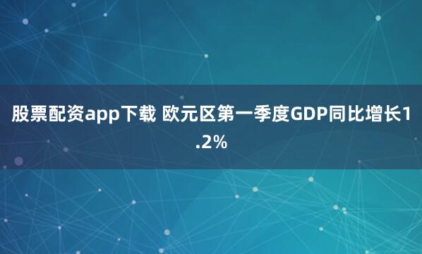 股票配资app下载 欧元区第一季度GDP同比增长1.2%