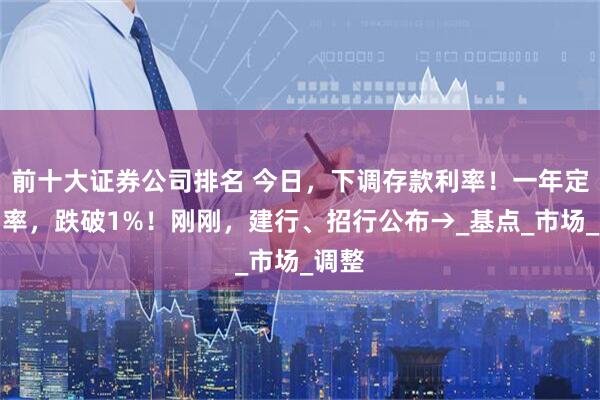 前十大证券公司排名 今日，下调存款利率！一年定期利率，跌破1%！刚刚，建行、招行公布→_基点_市场_调整