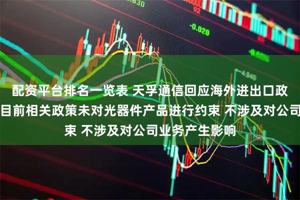 配资平台排名一览表 天孚通信回应海外进出口政策限制传闻：目前相关政策未对光器件产品进行约束 不涉及对公司业务产生影响